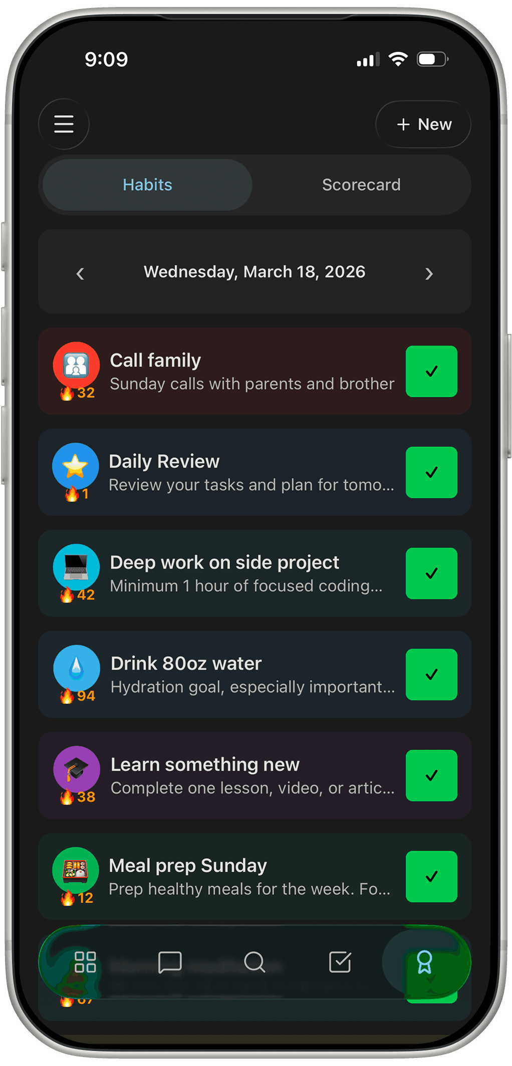 Gridflo app: daily habits